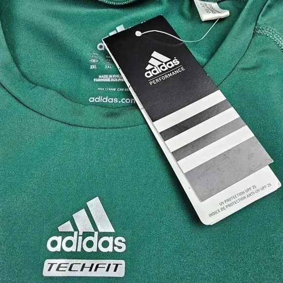 Adidas Techfit Cut& Sew Climalite#3846 Forest Green short-sleeved shirt 2XL NWT - Picture 6 of 8